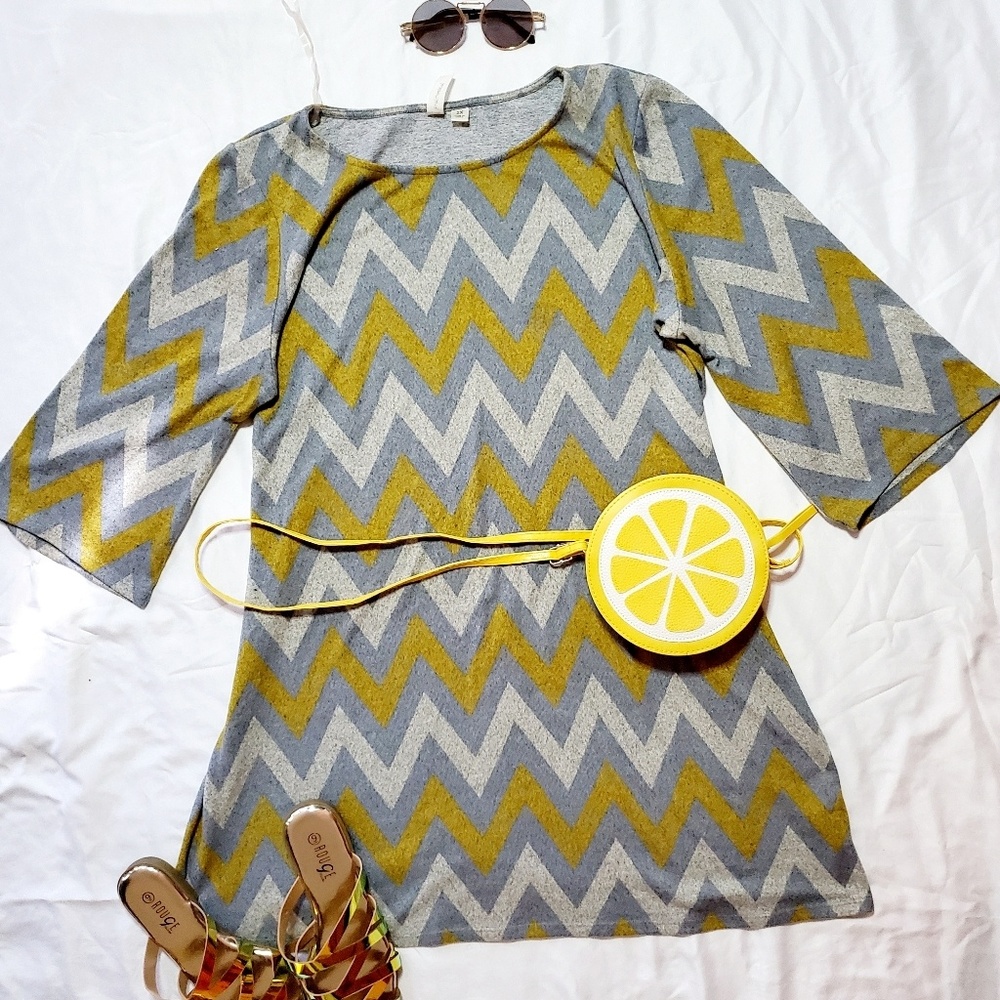 Zigzag print swing dress